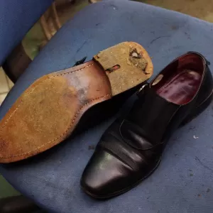 茨城県　N様　紳士革靴　半革ラスター交換　ハーフソール補強　加水分解　シングルモンクのサムネイル